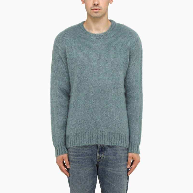 GOLDEN GOOSE Men's Light Blue Mohair Blend Crew-Neck Jumper - FW23