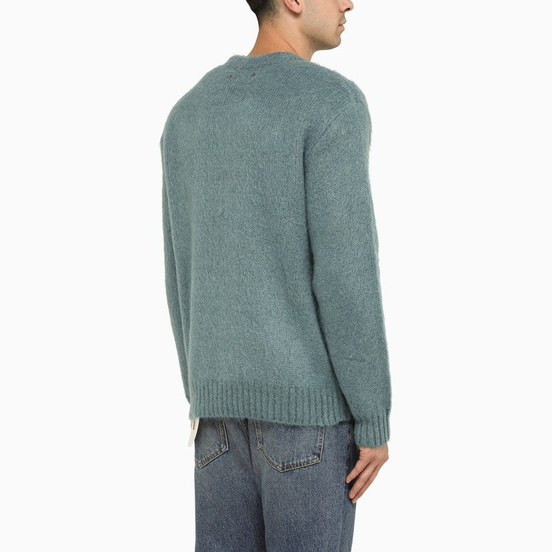 GOLDEN GOOSE Men's Light Blue Mohair Blend Crew-Neck Jumper - FW23