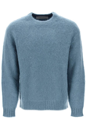 GOLDEN GOOSE Men's Light Blue Mohair Blend Crew-Neck Jumper - FW23