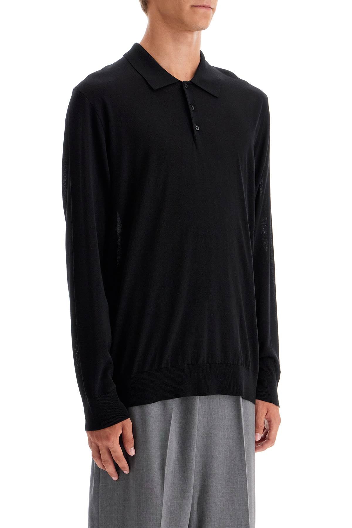 GOLDEN GOOSE Men's Long-Sleeved Wool Polo Shirt - Regular Fit