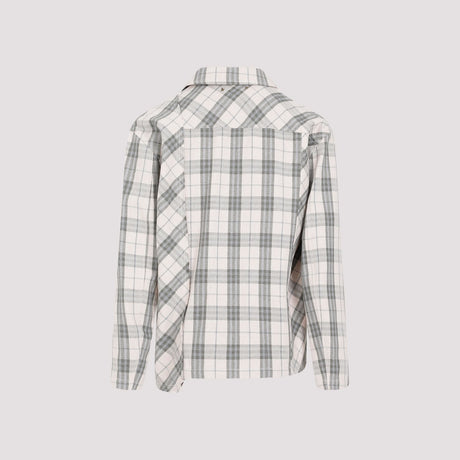 GOLDEN GOOSE Ecru and Green Checkered Cotton Shirt Jacket for Men