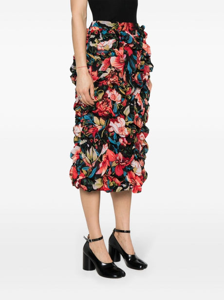 COMME DES GARÇONS Floral Print Gathered Ruching Skirt for Women - Tan