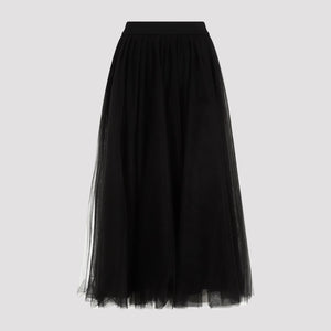 FABIANA FILIPPI Elegant Black Tulle Midi Skirt