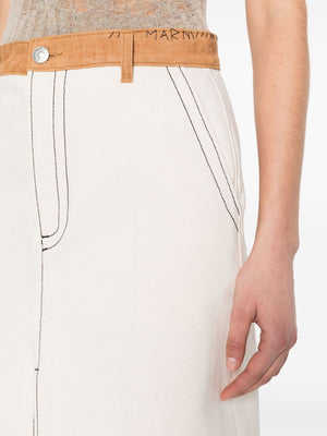 MARNI Elegant Beige Skirt with Camel Belt for Women