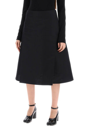 MARNI Black Cotton Flared Midi Skirt for Women - SS24 Collection