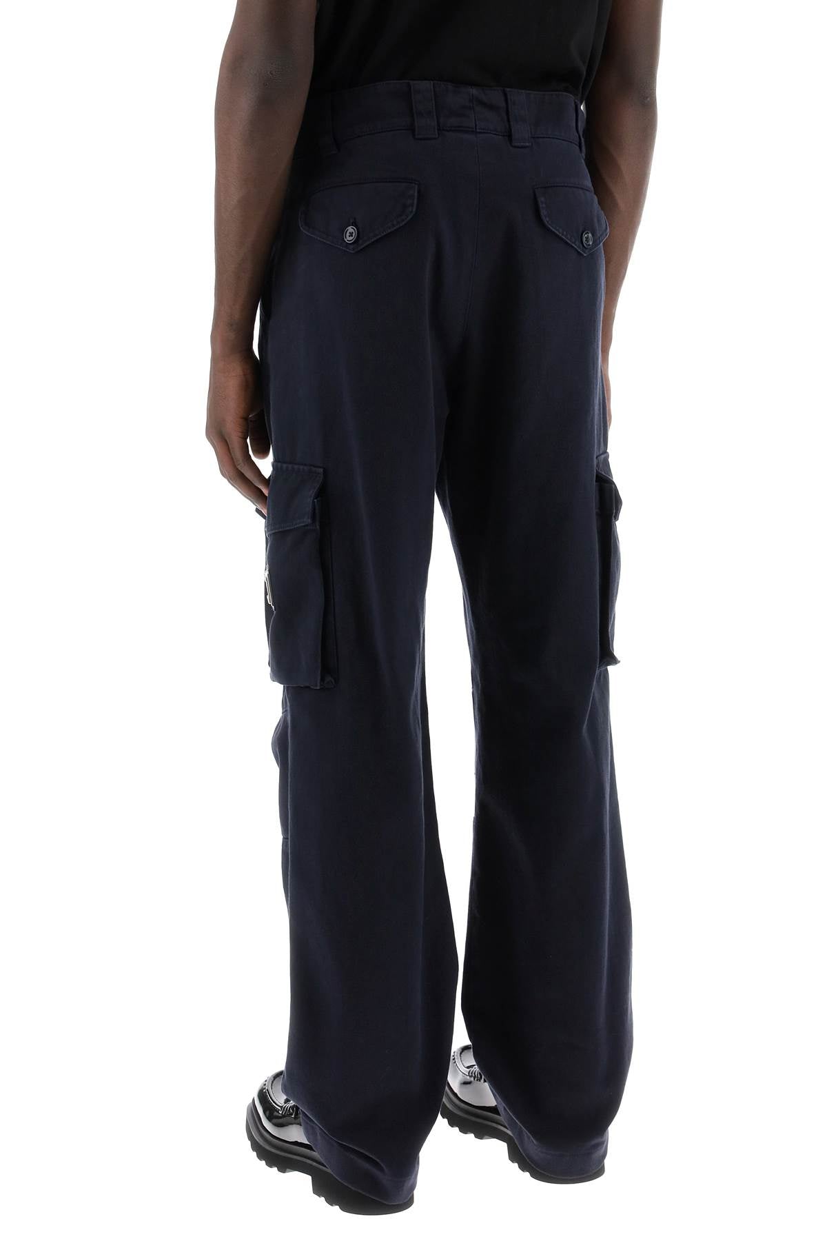 DOLCE & GABBANA Relaxed Fit Cargo Pants with Logo Plaque for Men