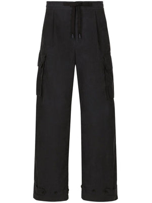 DOLCE & GABBANA Style Statement: Navy Blue LOGO-Plaque Cargo Trousers for Men