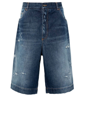 DOLCE & GABBANA Men's Light Blue Denim Bermuda Shorts for SS24