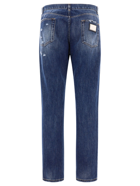 DOLCE & GABBANA 24SS Blue Denim Straight Pants for Men