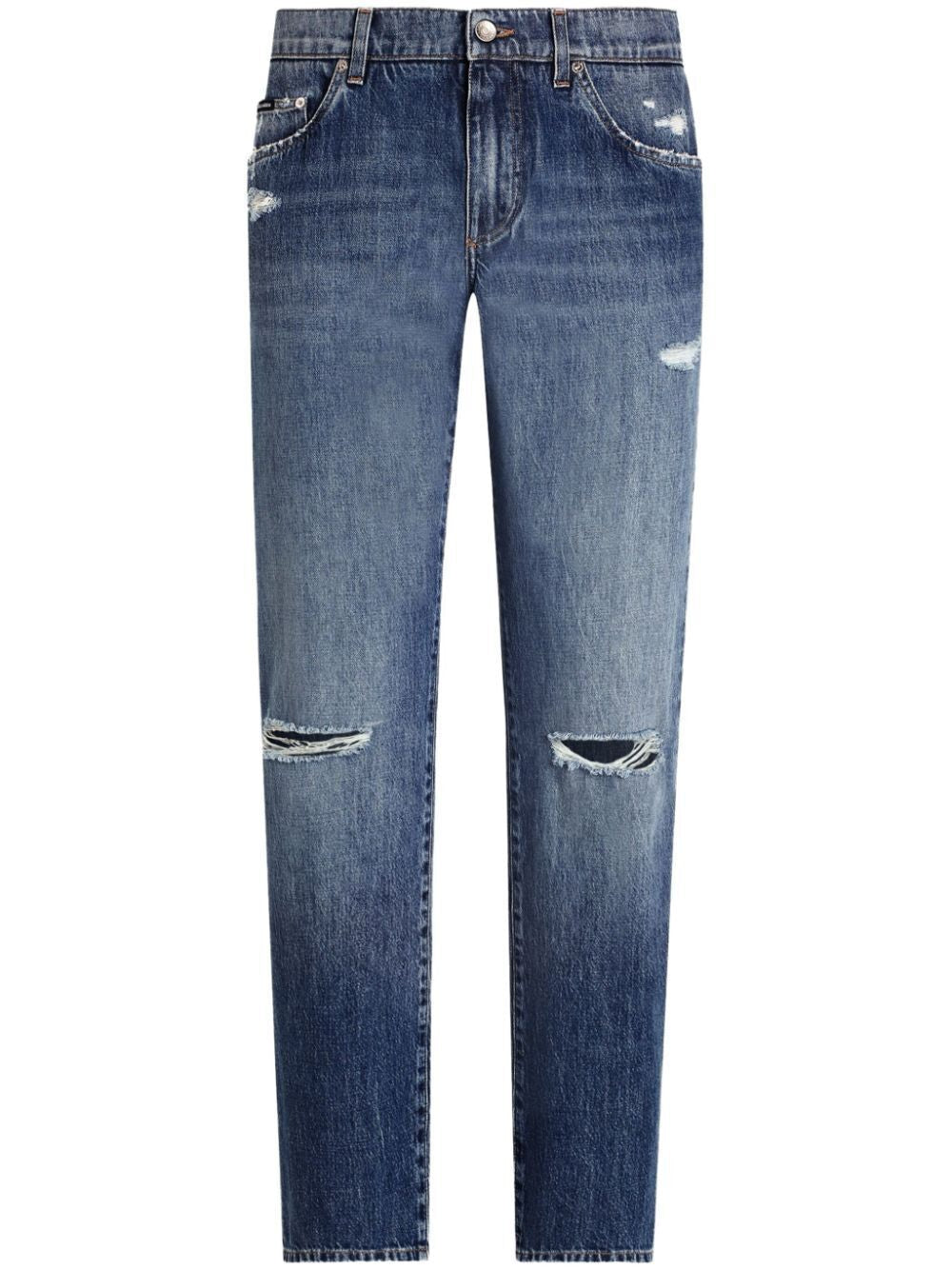 DOLCE & GABBANA Classic Cotton Jeans with Distressed Details