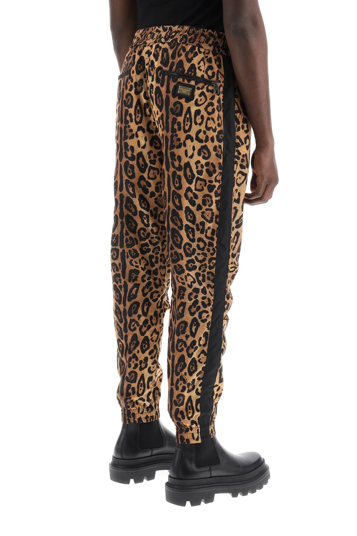 DOLCE & GABBANA Leopard Print Nylon Jogger Pants for Men