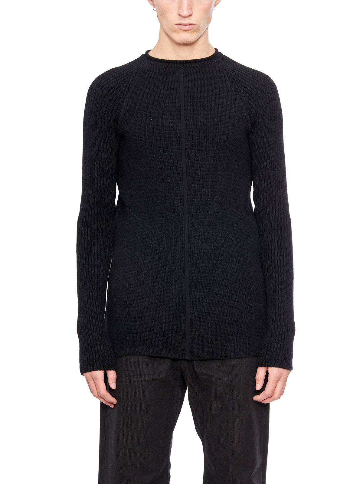 RICK OWENS Men's Black Crewneck Cashmere Sweater for FW23