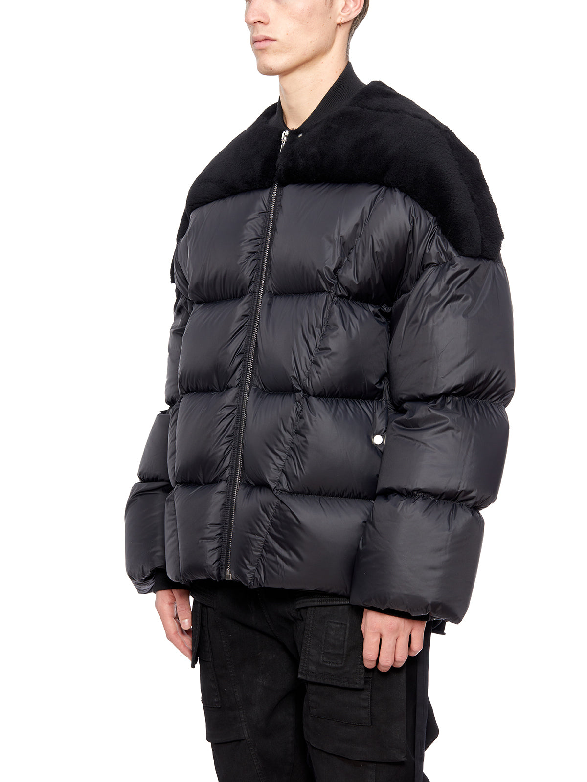 RICK OWENS Stylish Down and Shearling Jacket for Men - Black