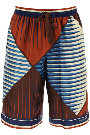 DOLCE & GABBANA Luxurious Multicolor Silk Bermuda Shorts Set for Men - SS24