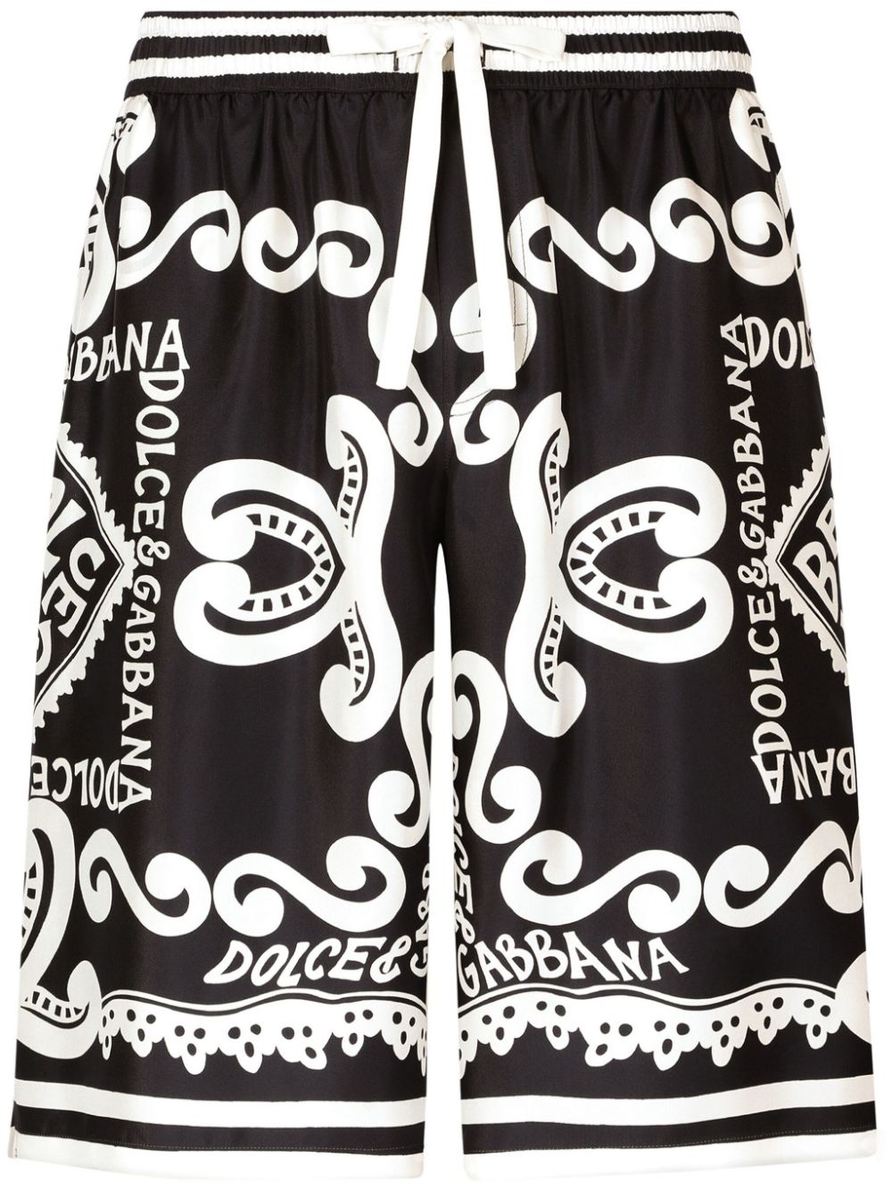 DOLCE & GABBANA Blue Printed Silk Bermuda Shorts for Men