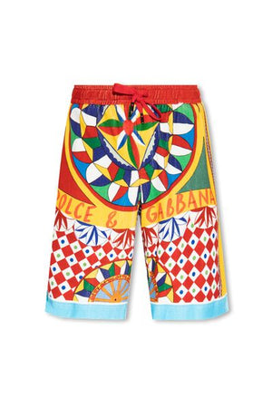 DOLCE & GABBANA Effortless Sophistication with Carreto-Print Bermuda Shorts in Navy Blue