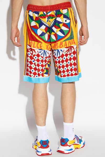 DOLCE & GABBANA Men's Carretto Printed Cotton Shorts - Terry Cloth Effect Knit - FW23