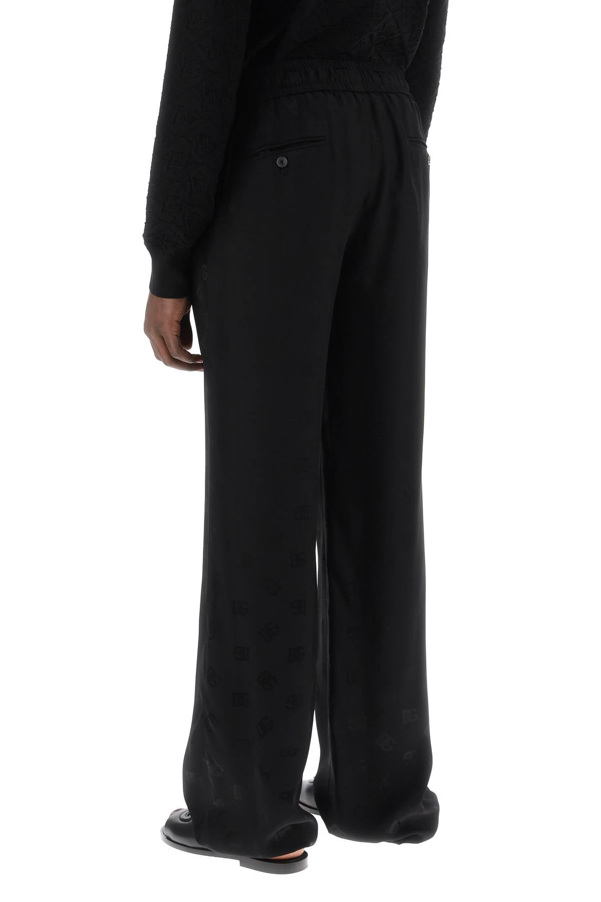 DOLCE & GABBANA Monogrammed Black Pants for Men