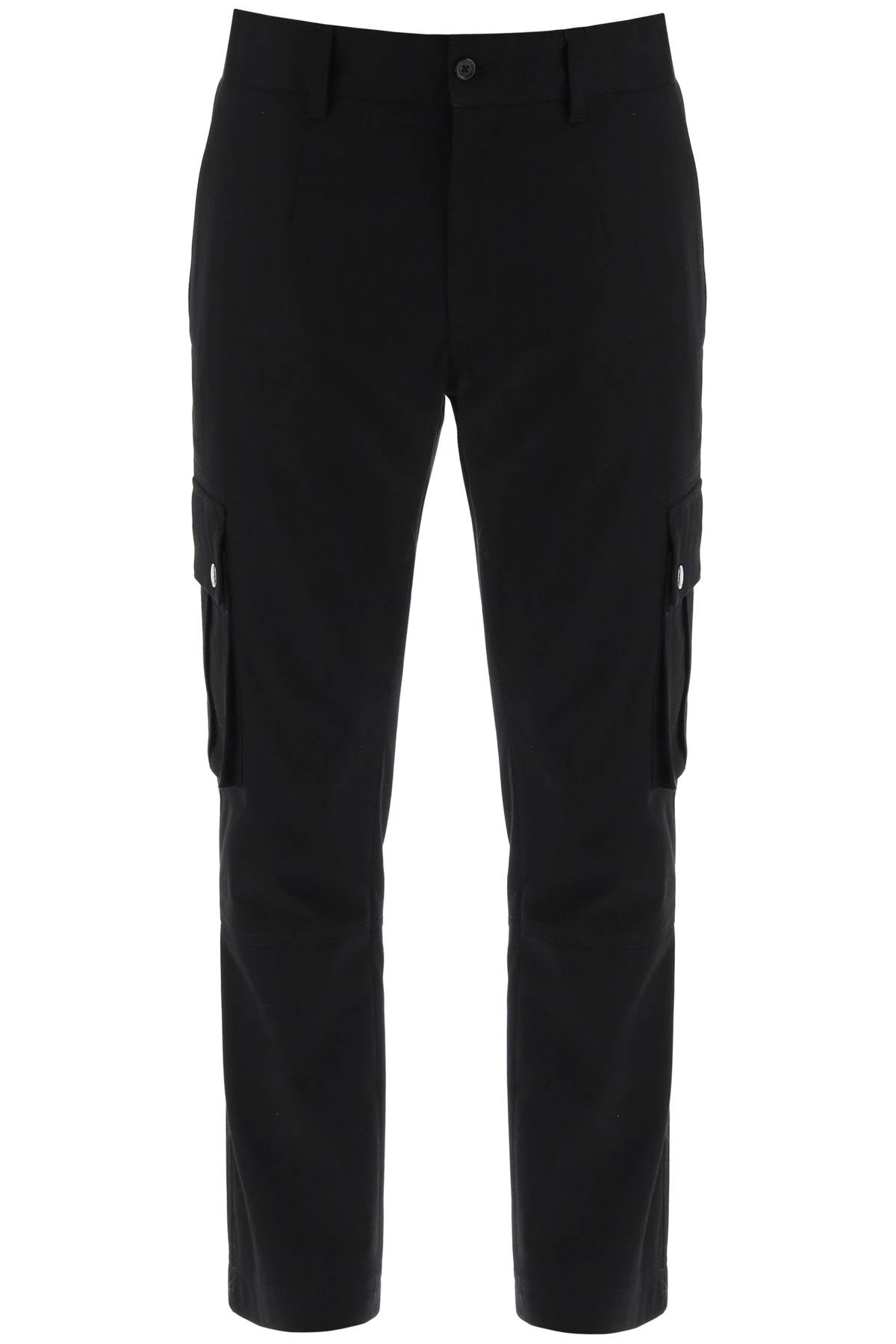 DOLCE & GABBANA Cargo Pants with Logo Plaque for Men in Black