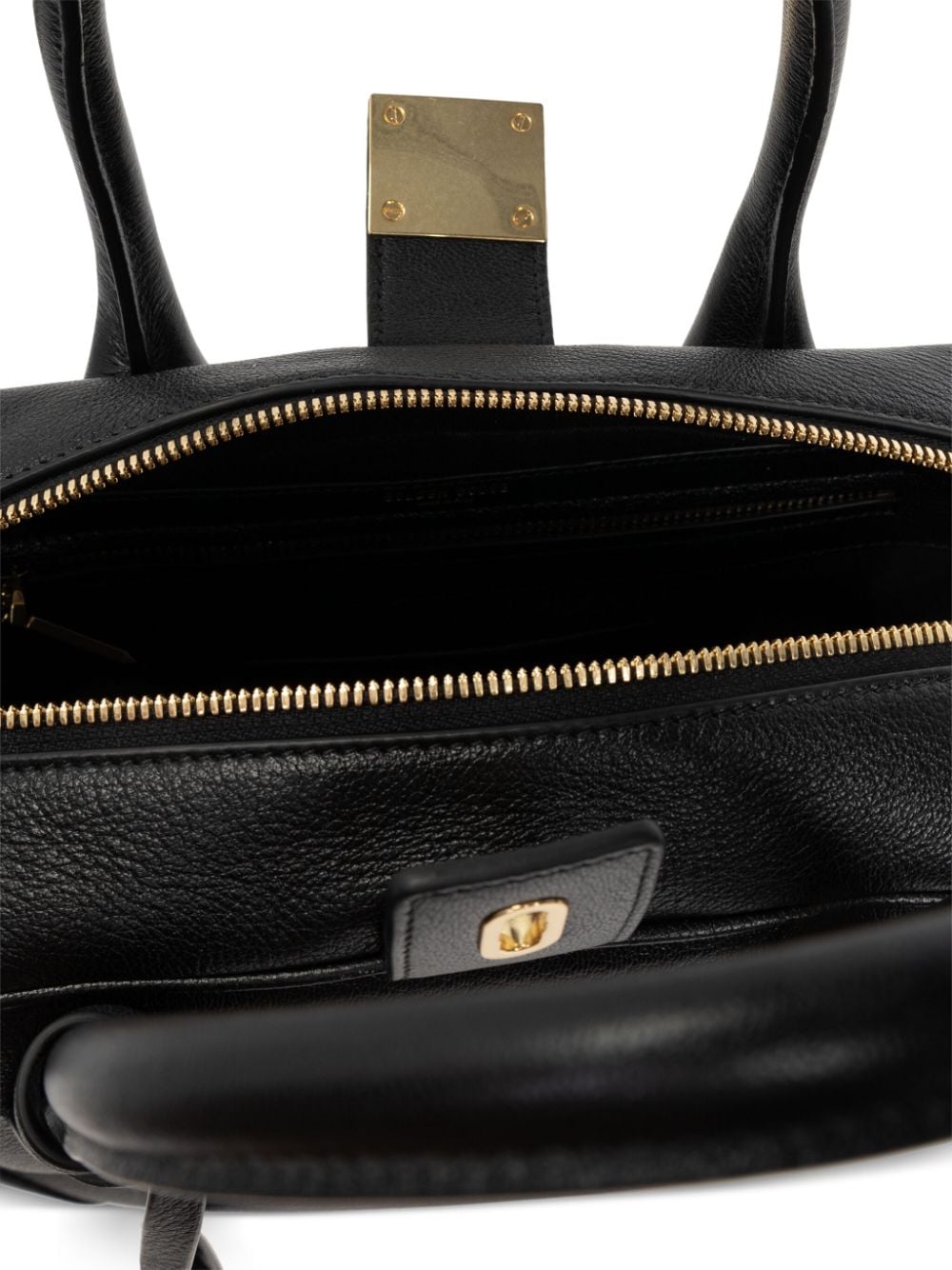 GOLDEN GOOSE Elegant Black Goatskin Handbag with Gold Hardware