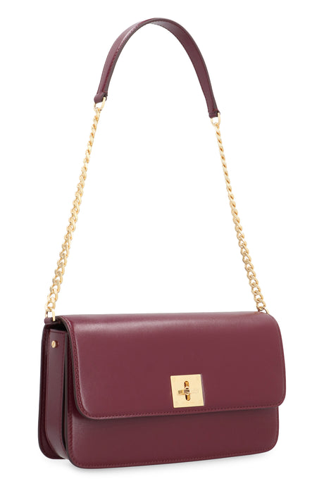 GOLDEN GOOSE Elegant Gioia Mini Leather Shoulder Bag, Grape - 24.5x13x6.5 cm