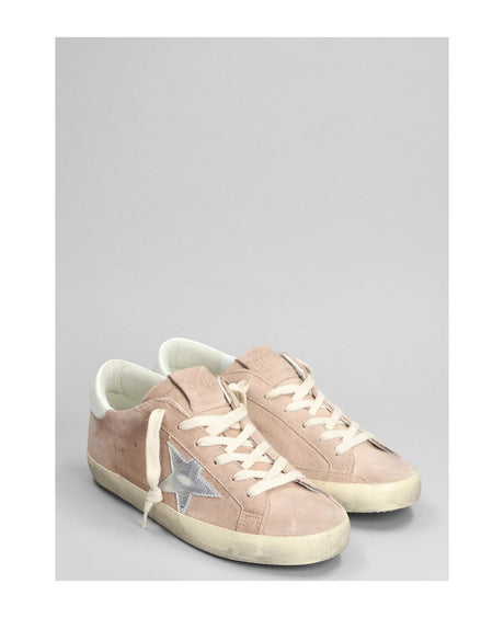 GOLDEN GOOSE Super-Star Chic Sneakers in Pink, Silver, and White