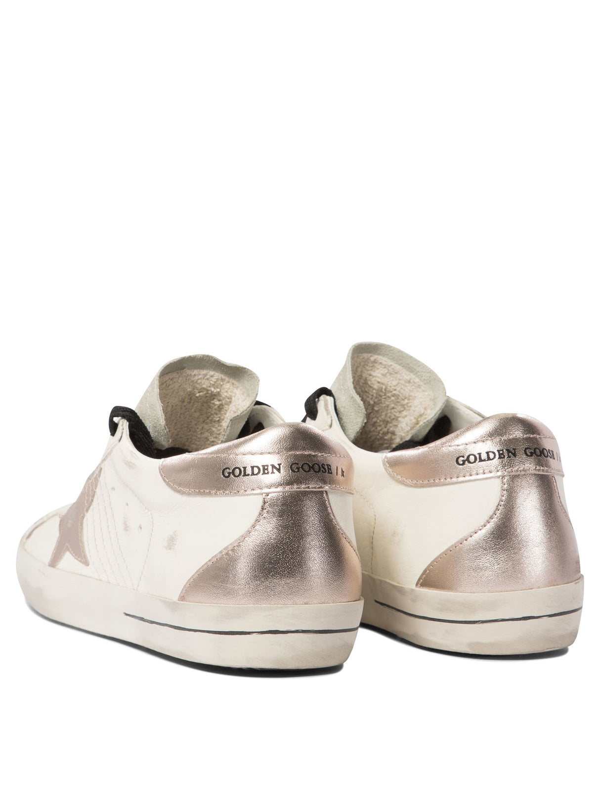 GOLDEN GOOSE Super-Star Vintage Sneaker with Pink Star and Silver Accent