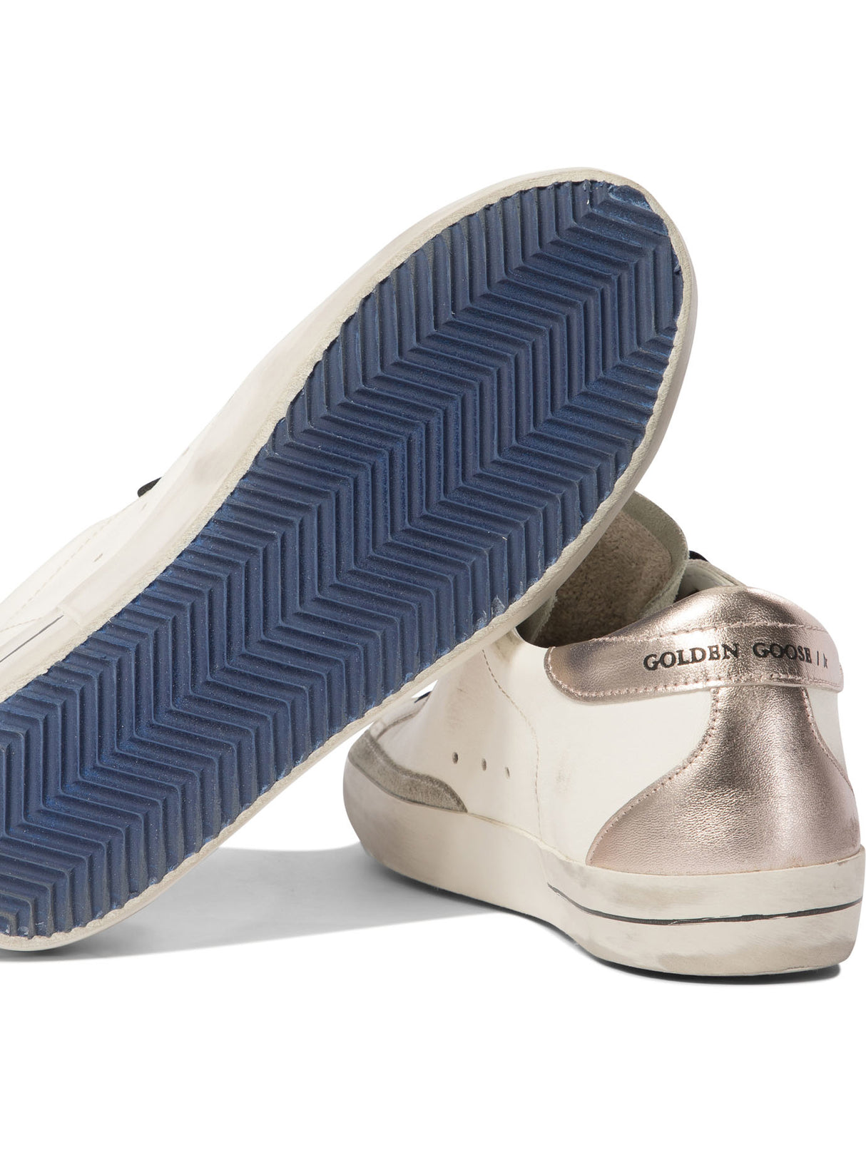 GOLDEN GOOSE Super-Star Vintage Sneaker with Pink Star and Silver Accent