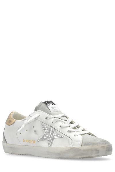GOLDEN GOOSE White/Gold Crystal Detail Sneakers for Women - FW24