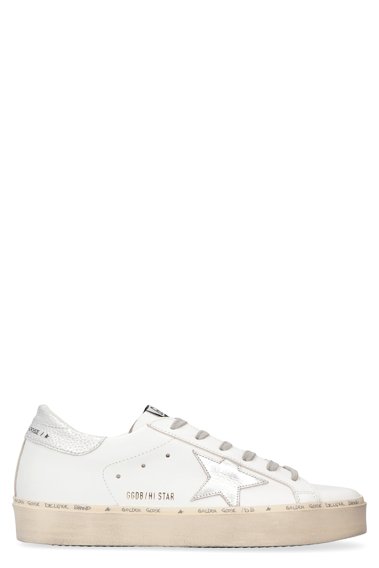 GOLDEN GOOSE Luxurious White Leather High-top Sneakers for Women