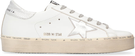 GOLDEN GOOSE Luxurious White Leather High-top Sneakers for Women