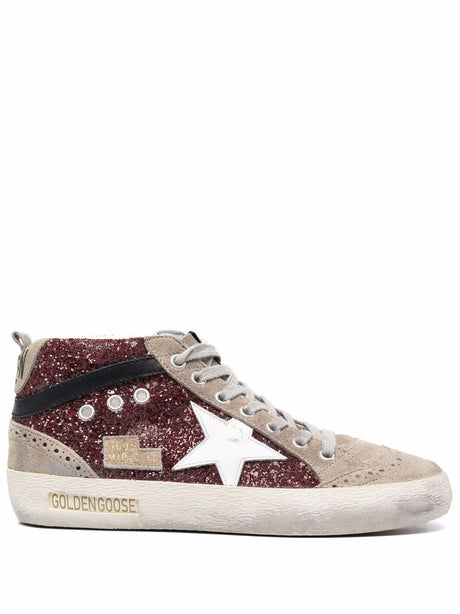 GOLDEN GOOSE Mid Star Glitter Upper Suede Toe Women's Sneakers