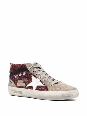 GOLDEN GOOSE Mid Star Glitter Upper Suede Toe Women's Sneakers