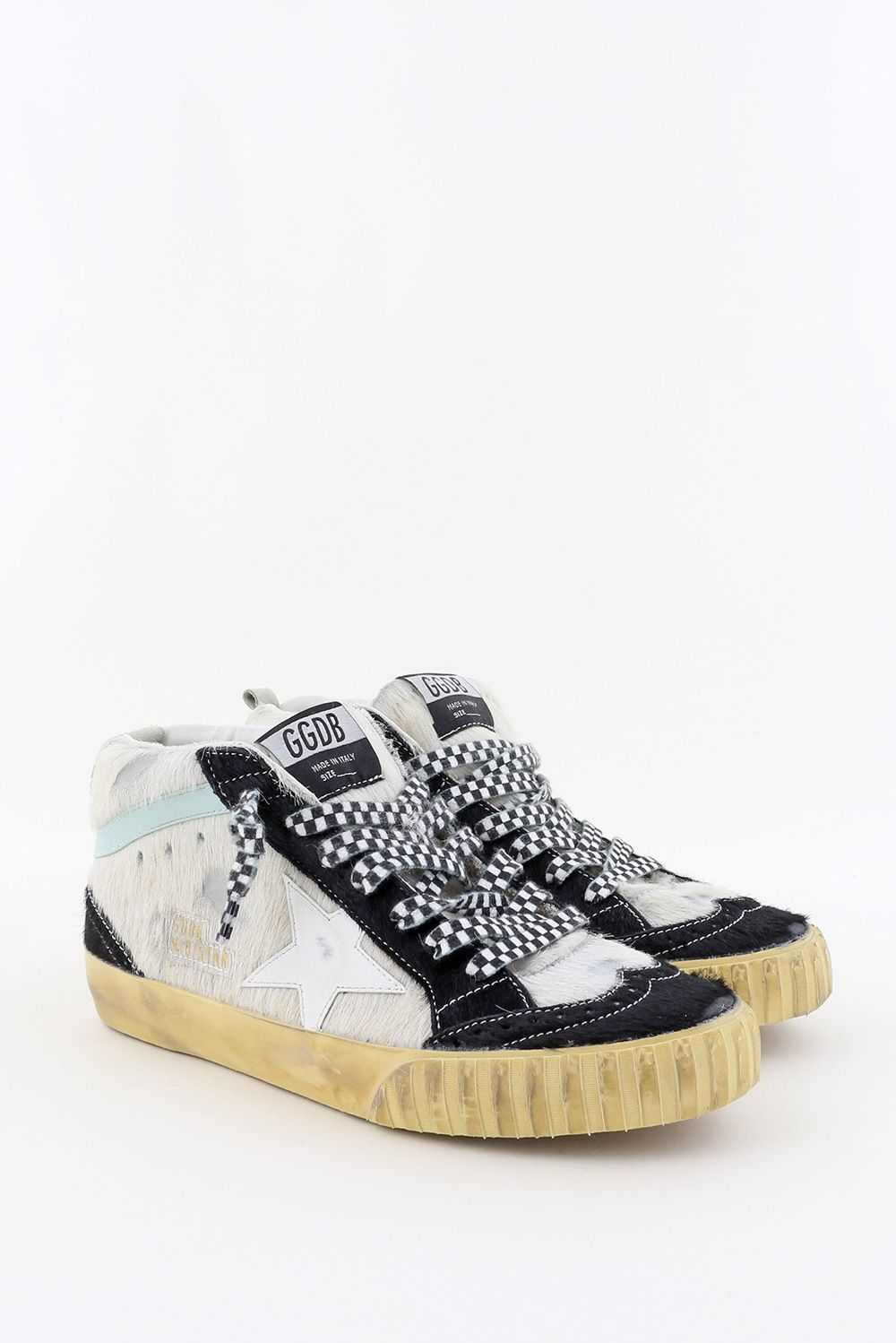 GOLDEN GOOSE Giày Sneaker Mini Trắng Đen Xanh Biển Băng