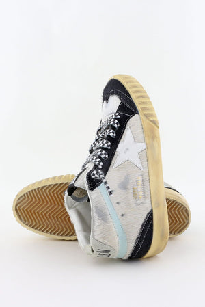 GOLDEN GOOSE Giày Sneaker Mini Trắng Đen Xanh Biển Băng