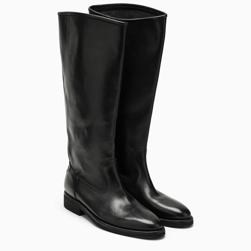 GOLDEN GOOSE Classic black leather boots for women