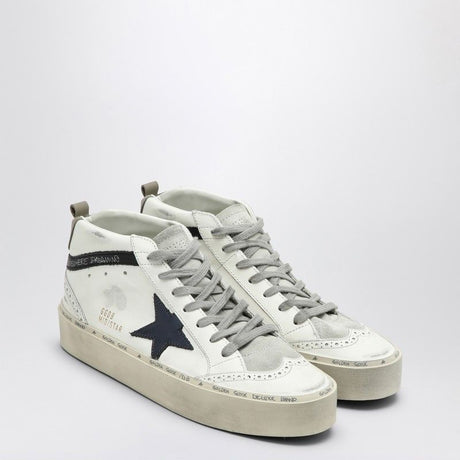 GOLDEN GOOSE Chic White Mid Star Sneaker with Blue Accents