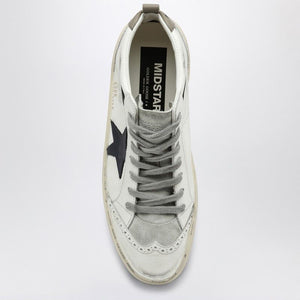 GOLDEN GOOSE Chic White Mid Star Sneaker with Blue Accents