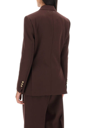 Áo Blazer Diva phong cách kép từ Gabardine dành cho Nữ - Màu Nâu