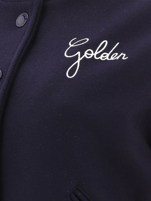 GOLDEN GOOSE Blue Bomber Jacket with Sporty-Stripe Details for Women