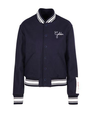 GOLDEN GOOSE Blue Bomber Jacket with Sporty-Stripe Details for Women