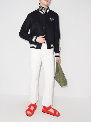 GOLDEN GOOSE Blue Bomber Jacket with Sporty-Stripe Details for Women