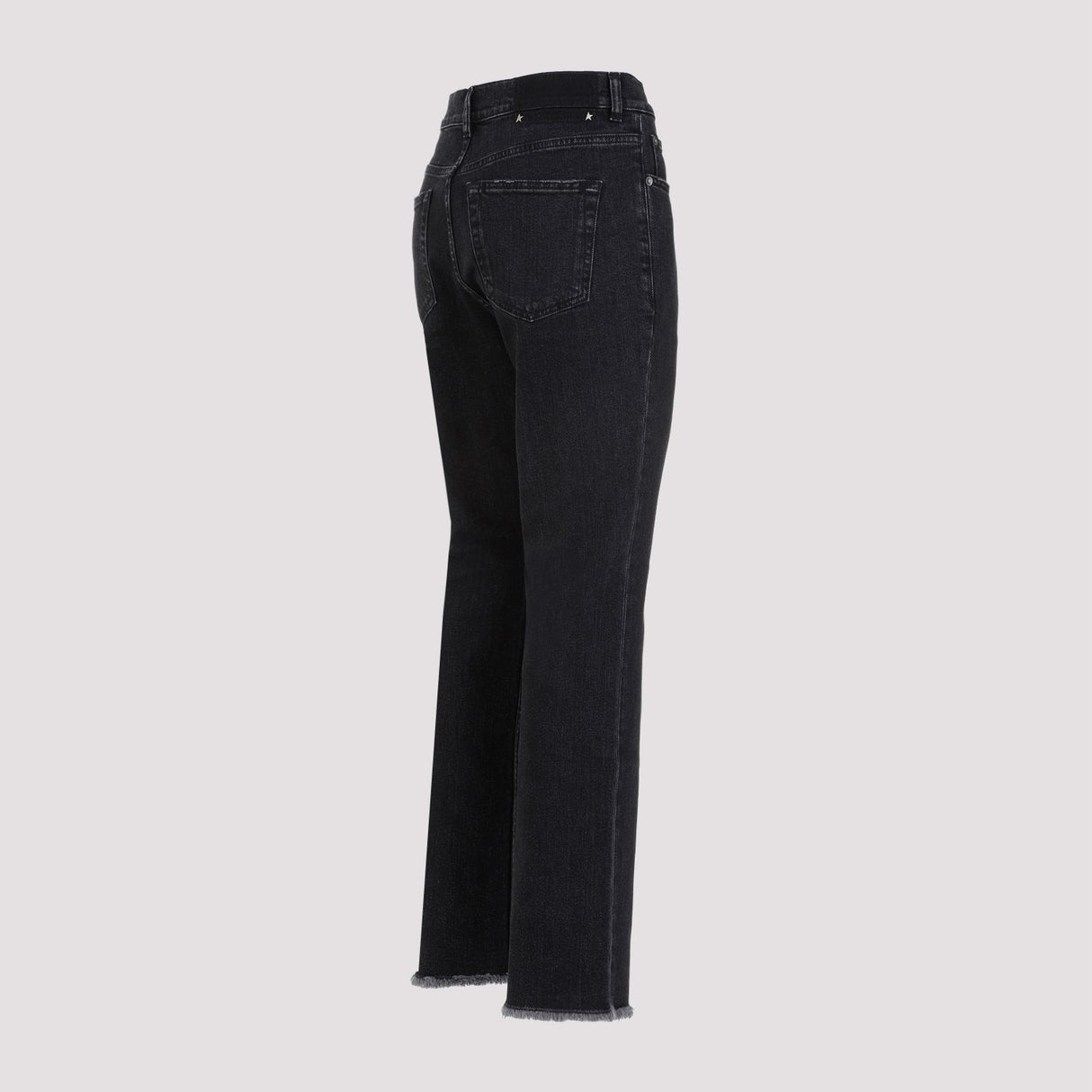 Quần jeans cạp cao dáng rách nữ màu đen cho mùa xuân hạ năm 2024