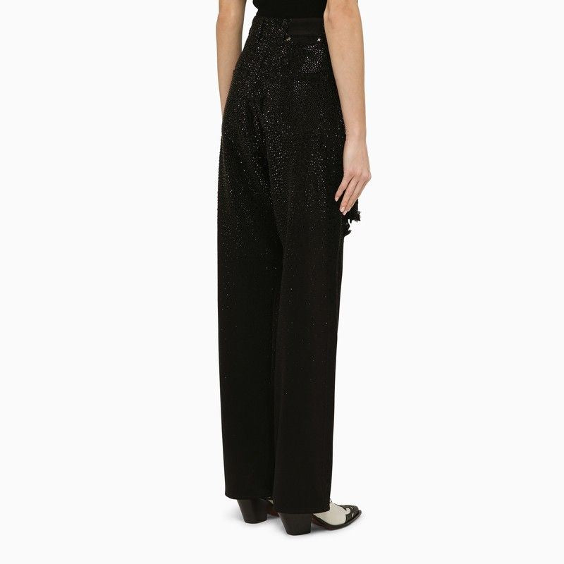 GOLDEN GOOSE Black Denim Trousers with Crystals for Women - SS24 Collection