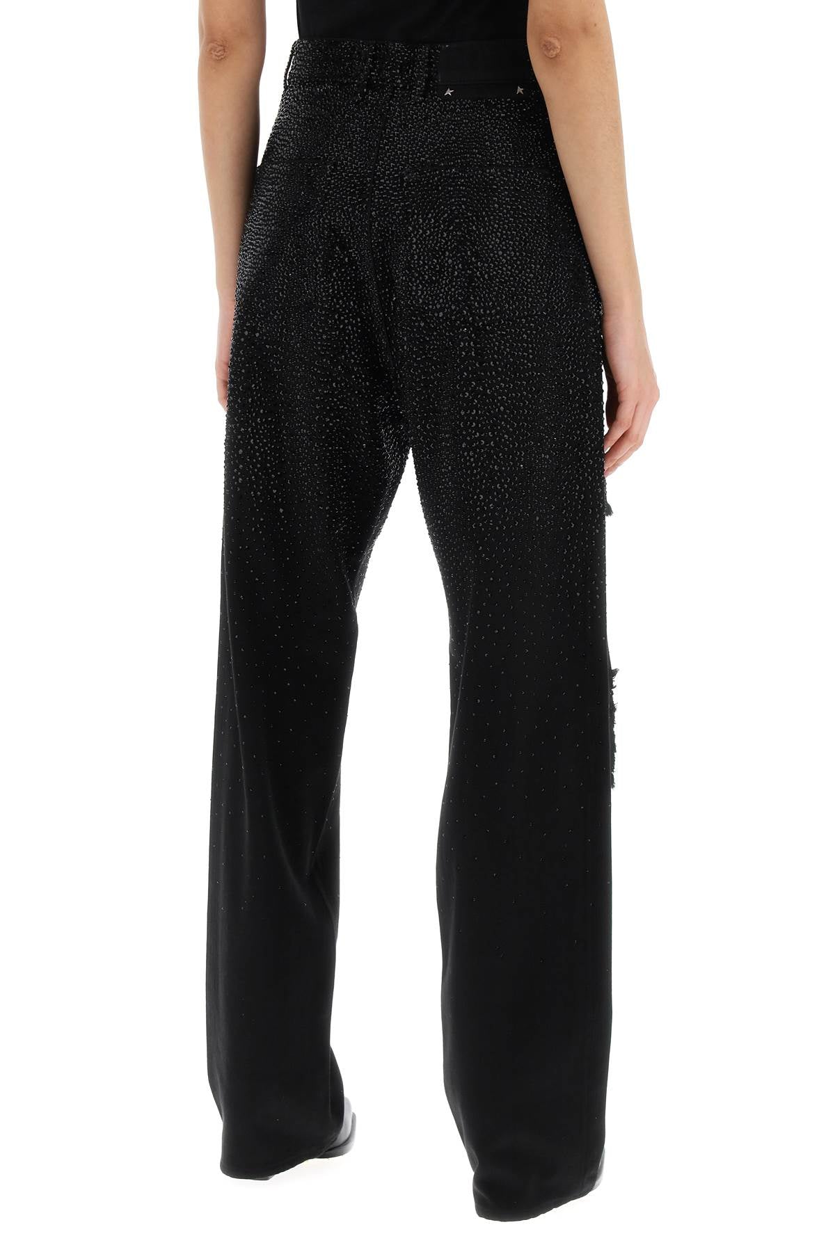 GOLDEN GOOSE Black Denim Trousers with Crystals for Women - SS24 Collection