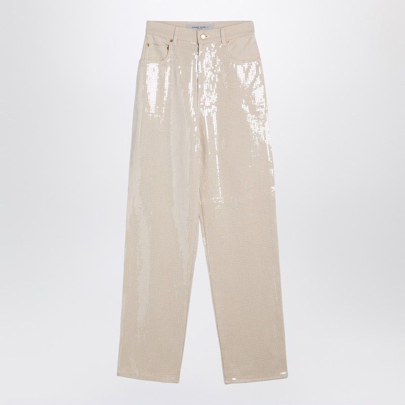 GOLDEN GOOSE Sequin Embellished Beige Trousers