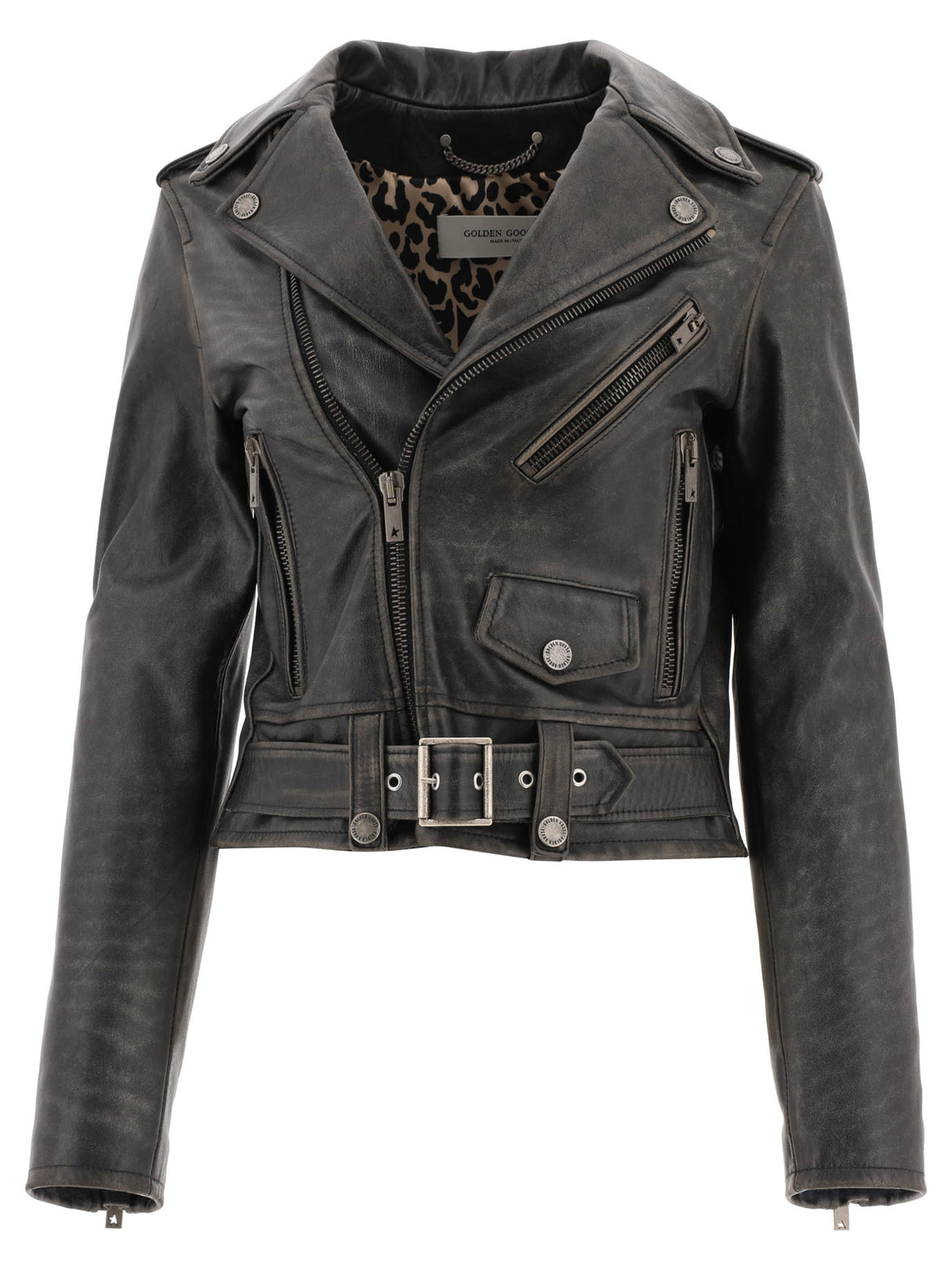 GOLDEN GOOSE Black Leather Jacket for Women - SS24 Collection