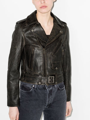 GOLDEN GOOSE Black Leather Jacket for Women - SS24 Collection