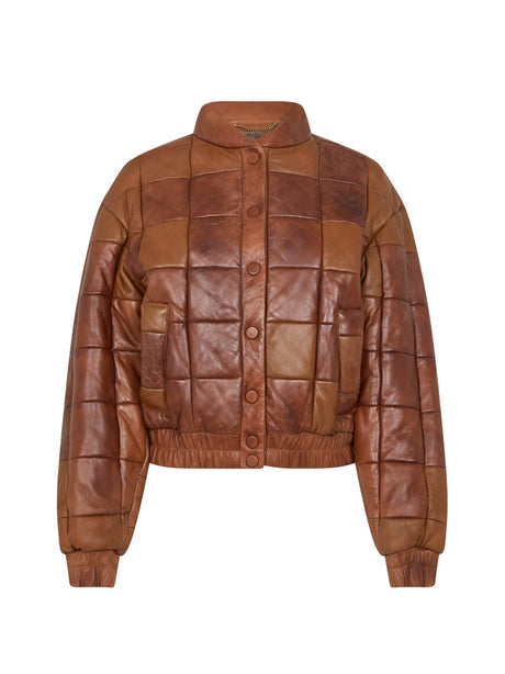 GOLDEN GOOSE Vintage Look Women's Leather Bomber Jacket