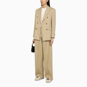 GOLDEN GOOSE Sand-Coloured Wide-Leg Wool Trousers for Women